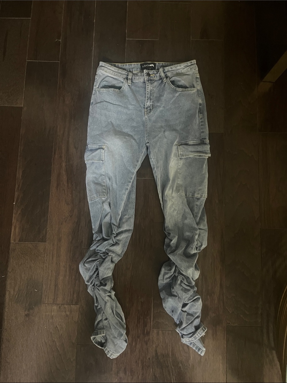 Fashion Nova Light Wash Cargo Skinny Jeans